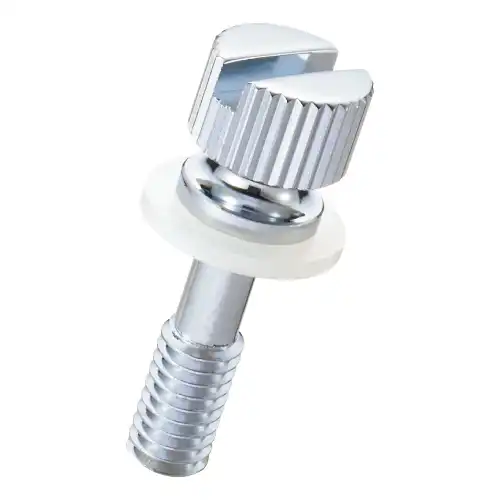 黄銅 ローレットツマミ スリ割ツバ付胴細(クロムメッキ)PTFEワッシャー付／NB-EC-T