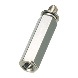 黄銅スペーサー 六角・オネジメネジ スプリング+平ワッシャー付(ニッケルメッキ)／WSB-SPE